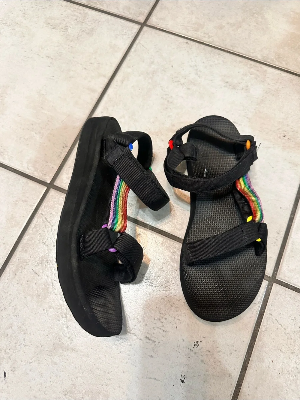Teva Women's Black Rainbow Strap Sandal Teva Midform Universal Pride 10 - Picture 8 of 16